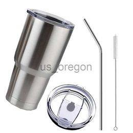 Thermoses Stainless Steel Tumbler Cup with Lid Straw 30 Oz Double Wall Vacuum Flask Insulated Beer Cup Drinking Thermoses Coffee x0904
