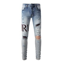 Jeans de grife de designer de grife ripped ripped slim fit motocoticle jeans para homens de moda de alta qualidade jean mans Pontos de jeans reais #694