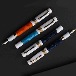 Fountain Pens MAJOHN M400 Fountain Pen #6 sliver EF/F Nib with Converter Resin Writing Ink Pen Office school supplies high quality gift pens HKD230904