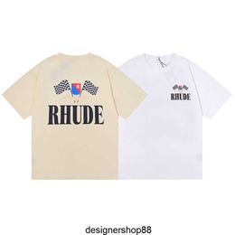 Rhode American Fashion Brand Crown Champion Flag Printing High-quality Double-yarn Cotton Short-sleeved T-shirt for Boys and Girls