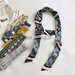 Pendant Scarves Magic Scarf Printing Small Long Silk Scarves For Woman Spring Hair Hat Scarf Belt Ribbon Bag Decoration INS Ladies Neck Cover x0904