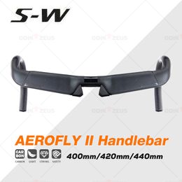 Bike Handlebars Components S-W Selling Aero fly II Carbon Road Handlebar Matte Drop Bar 31.8*400/420/440mm Aluminium Stem 80/90/100/110mm 230904