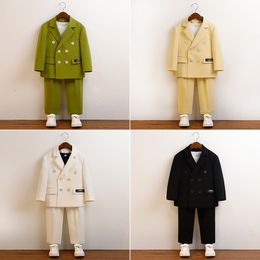 Suits Children's Spring Summer Korean Suit Set Boy Fashion Wedding Birthday Performance Pography Dress Kids Blazer Pants Clothes 230904