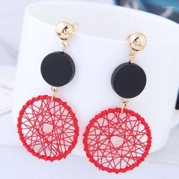 Dangle Earrings African Wood Jewellery Long Black Red Round Square Geometric Statement For Women Water Drop