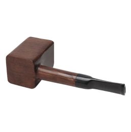 Solid Black Wood Ebony Hand Tobacco Cigarette Smoking Pipe Hammer Philtre Wooden Flower Patterns Tool Accessories 3 Styles choose 12 LL