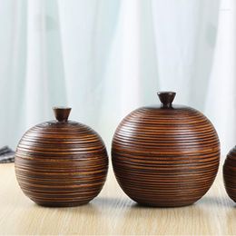 Storage Bottles WHYOU Thailand Solid Wood Tea Tank Hand Carved Dried Fruit Box Southeast Asia Home Craft Decoration Collect Gift