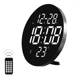 Wall Clocks 9 Inch Silent Led Clock Alarm With Calendar Smart Brightness Temperature Modern Home Decoration Gift Idea