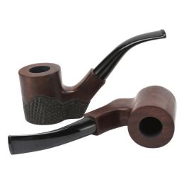 Solid Black Wood Ebony Hand Tobacco Cigarette Smoking Pipe Hammer Philtre Wooden Flower Patterns Tool Accessories 3 Styles choose LL