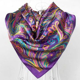 Pendant Scarves Spring And Autumn Female Satin Scarf Big Square Scarves Hijabs Printed Women Scarf Purple Polyester Silk Scarf Shawl 90*90cm x0904