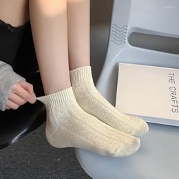 Women Socks Casua Solid Colour White Short Cotton Breathable Japanese Fashion School Girls Cute Low Cut Ankle