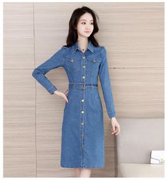 Casual Dresses Spring And Autumn Office Lady Fashion Plus Size Cotton Female Women Girls Brand Denim Dress Clothing