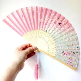 11 Kinds Wedding Folding Fan Classical Chinese Wind Hand Fan Japanese Silk Dance Cherry Fan Sep04