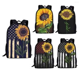 School Bags Large Capacity Kids Sunflower 3D Printing Personalised Men Women Backpack Book Bag For Teenagers Bolsa Feminina