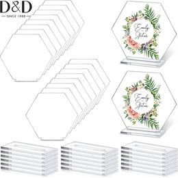 Other Event Party Supplies D 18sets Clear Acrylic Place Cards Wedding Blank Hexagon Tiles Seating Handwritten Name Plate DIY Table Numbers Card 230901
