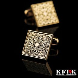 Cuff Links KFLK Jewellery French shirt cufflinks for mens Brand Retro Cuff links Luxury Wedding Gold-color Button High Quality guests 230904