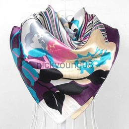 Pendant Scarves 2020 Elegent Women Large Square Silk Scarf Printed 90*90cm Fashion Spring And Autumn Grey And Purple Polyester Silk Scarf Shawl x0904