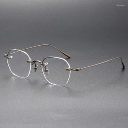 Sunglasses Frames Designer Brand Classic Square Rimless Bronze Color Glasses Frame For Men And Women Hand Made Super Light Titanium