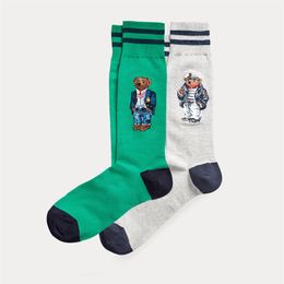 Polo Bear Sock 2-Pack Fashion Cartoon Cute Socks Harajuku Women Stretch cotton socks with Web Ankle Sock Hipster Skatebord Ankle F266P