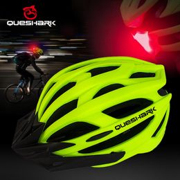 Cycling Helmets QUESHARK Men Women Ultralight Cycling Helmet Led Taillight MTB Road Bike Bicycle Motorcycle Riding Safely Cap With Sun Visor 230904