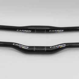 Bike Handlebars Components Brand Mountain Bike 3K Full Carbon Fibre Handlebar Carbon Bicycle Handlebar Flat Rise MTB Parts 31.8*600-760mm 230904