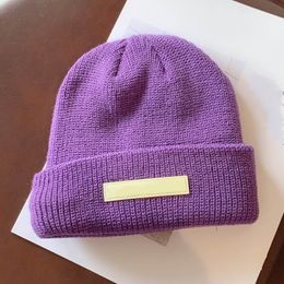 Winter Knitted Beanie cotton Hat Women men purple high quality Knit Thick Warm Beanies Hats Female Bonnet Caps