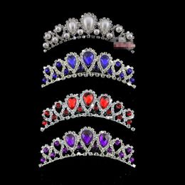 In Stock Cheap Beautiful Elegant mitation Pearl Rhinestone inlay Crown Tiara Wedding Bride's Hair Comb Crowns for Prom Party 314o