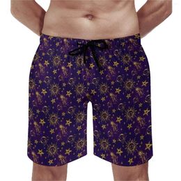 Men's Shorts Retro Moon Designs Board Summer Magic Astrology Beach Short Pants Male Sports Quick Dry Custom Swim Trunks