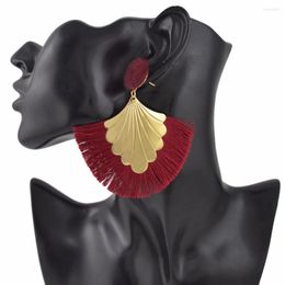 Dangle Earrings Ethnic Bohemian Oorbellen Thread Tassel Drop For Women Party Cotton Fringed Statement Fan Shape Earring