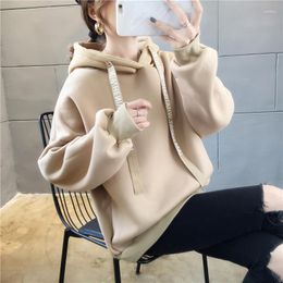 Women's Hoodies Spring Korean Version Of Loose With Hoodie Plus Long Sleeve Velvet Women Lazy Clothes On Wear