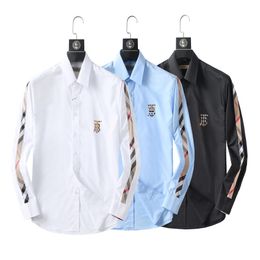 Fashion Male Shirt Long-Sleeves Tops Double collar business shirt Mens Dress Shirts Slim Men #38 size177t
