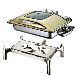 Dinnerware Sets 18/18 Gold-plated High-end Buffet Stove El Swing-away Electric Plate Stainless Steel Insulation Oven Preservation