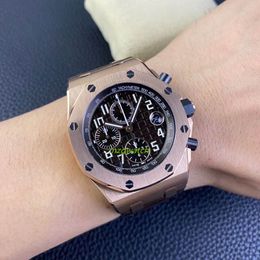 APF Mens watch Timing function 3126 Mechanical movement Diameter 42MM Rose gold casing Cowhide strap Sapphire crystal glass Super luminous waterproof