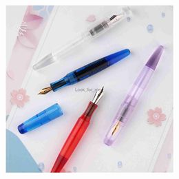 Fountain Pens New MAJOHN C2 Transparent Resin Fountain Pen F Nibs Smooth Iridium Nib Converter Large Capacity Writing ink pens Office supplies HKD230904