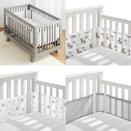 Bed Rails 2Pcs/Set Baby Mesh Crib Bumper Liner Breathable Summer Infant Bedding Bumpers born Cot Bed Around Protector 230901