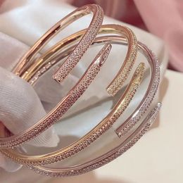 Designer bracelet for men women titanium steel gold set full diamond nail bracelets jewlery bangle diamonds jewellery Not allergic
