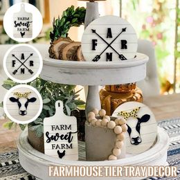 Decorative Figurines 3Pcs/Set Wooden Tiered Tray Decor Spring Mini Rustic Farm Decorations Crafts Desktop Ornaments For Holiday Party