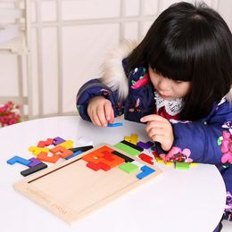 Wooden Toys Tangram Colour 3D Puzzles Kid Creative Diy Toy Puzzle Grain Model Kit Nano Puzzle Mat Puzzle Geometry Toys For Kid Rompecabezas Adultos Christmas Gift