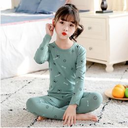 Women's Sleepwear H5731 Girl Cotton Pyjamas Teenager Warm Autumn Winter Home Clothing Suit Long Sleeve Round Collar Comfortable Sweet