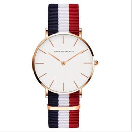 36MM Simple Dial Smart Womens Watches Accurate Quartz Ladies Watch Comfortable Leather Strap or Nylon Band Wristwatches Whole250r