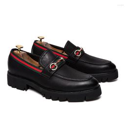 Dress Shoes Man Black Loafers Leather Solid Color Slip-On Fashion Round Toe Daily Wedding Party Faux Suede Casual