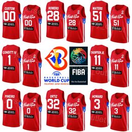 Print Puerto Rico World Cup 2023 Basketball 11 Stephen Thompson Jr Jerseys 0 Isaiah Pineiro 51 Tremont Waters 28 Ismael Romero 1 George Conditt 32 Christopher Ortiz