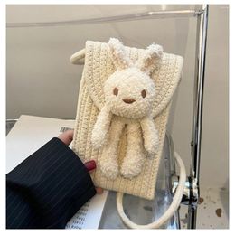 Evening Bags Knitted Mobile Phone Bag Cute Cartoon Mini Coin Purse All-match Multifunctional Small Crossbody Student