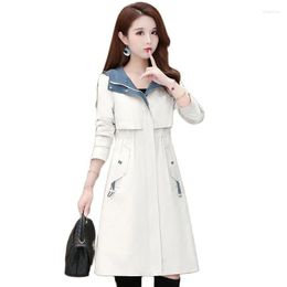 Women's Trench Coats 2023 Spring Autumn Windbreaker Jacket Female Slim Waist All-match Womens Splicing Long Hooded Casual Coat Overcoat