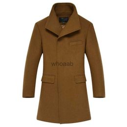 Women's Wool Blends Thick Wool Coat Slim Fit Stand Collar Woollen Coat Winter Casual Clothing Men Long Khaki Blend Coat Male Large Size Mens Overcoat HKD230904