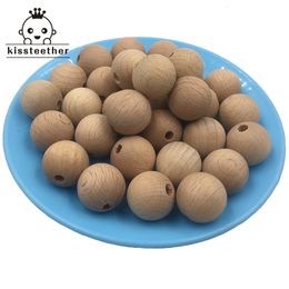 Teethers Toys 100PC Wooden Teether Chewable 1020mm Round Beads Ecofriendly Unfinished Beech DIY Craft Jewelry Accessories 230901