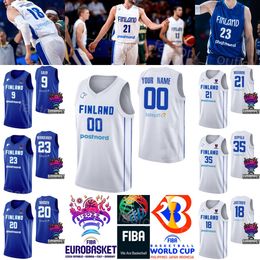 Print Finland World Cup 2023 Basketball 21 Edon Maxhuni Jersey National 23 Lauri Markkanen 18 Mikael Jantunen 9 Sasu Salin 13 OLIVIER NKAMHOUA 34 JACOB GRANDISON