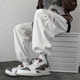 Men's Pants White Mens Hip Hop Cargo Fashion Joggers Casual Streetwear Multi-Pocket Ribbons Harem Sweatpants187E