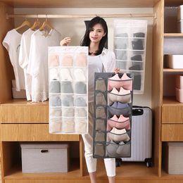 Storage Boxes Wardrobe Double Sides Underwear Bra Bag Foldable Home Organiser Dust Proof Hanging Tie Scarf Socks