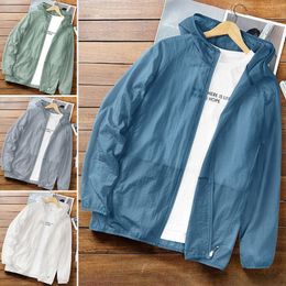 Men's Jackets 1PC Men's Lightweight Elastic Ice Silk Clothing Sun Protection Ultra-thin Jacket Beach Top Outdoor Waterproof Cool Comfortable 230901