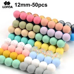 Teethers Toys LOFCA 12mm 50pcslot Silicone Beads Teething Necklace Baby Teether Toy A Free Charms born Nursing 230901